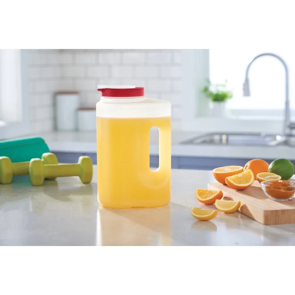 Leak-Proof Pitcher with Lid 1 Gallon 3.8L Clear Plastic Water Jug Storage Container for Kitchen Fridge Juice Iced Tea Beverage