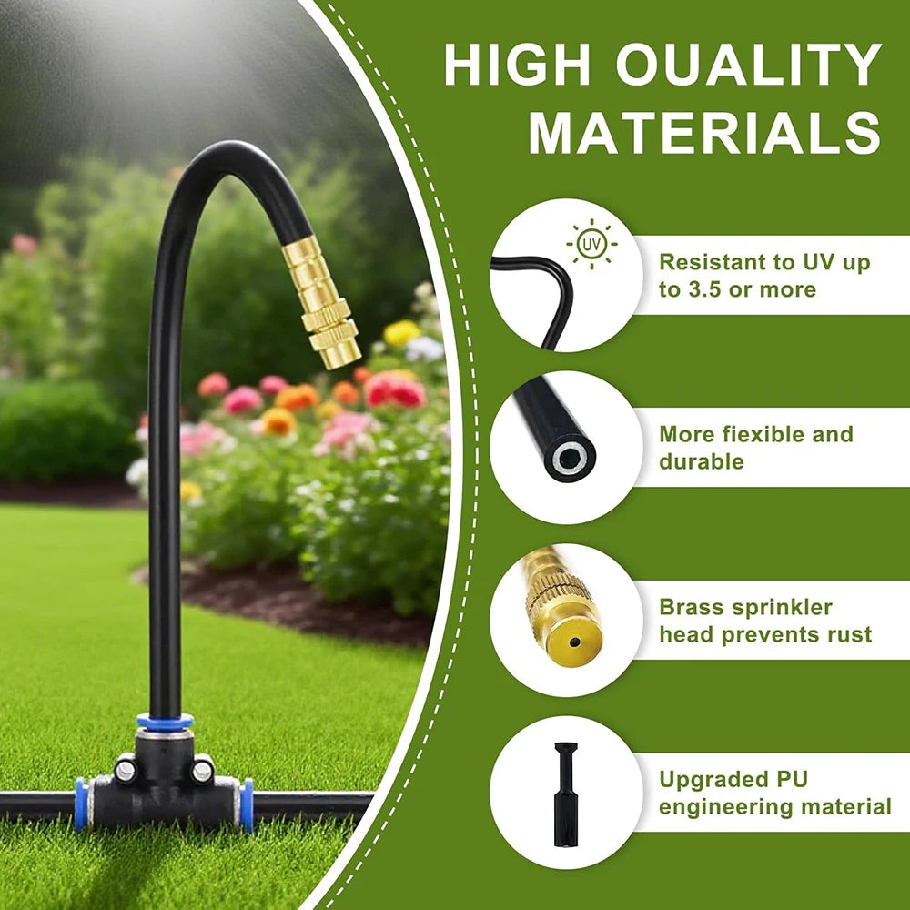 117X 30M Micro Drip Irrigation System Automatic Plant Watering Kit with Adjustable Drippers & Hose, Outdoor Garden Misting Tools