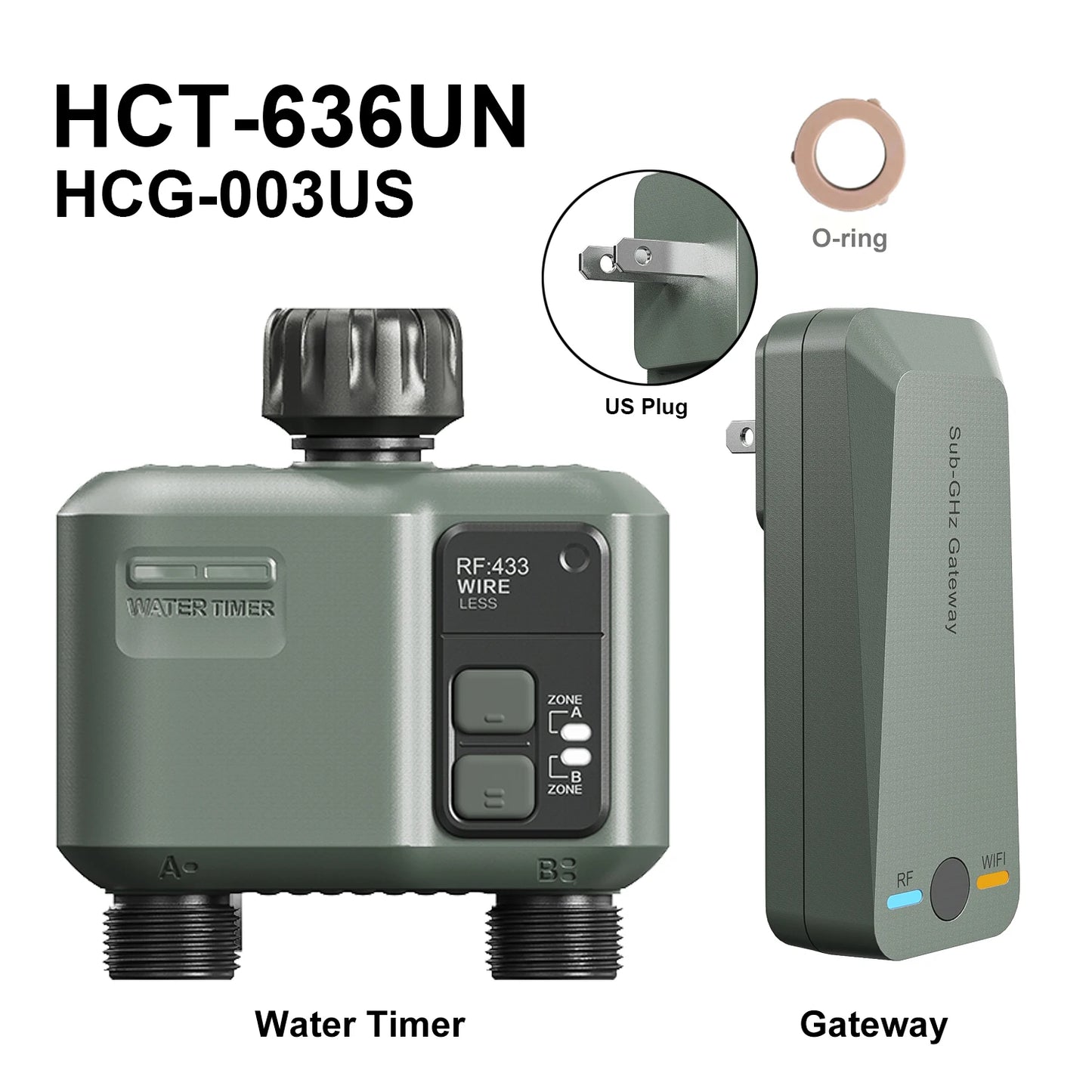 ESHICO Wireless Water Timer HCT-636 2-Zone Irrigation System