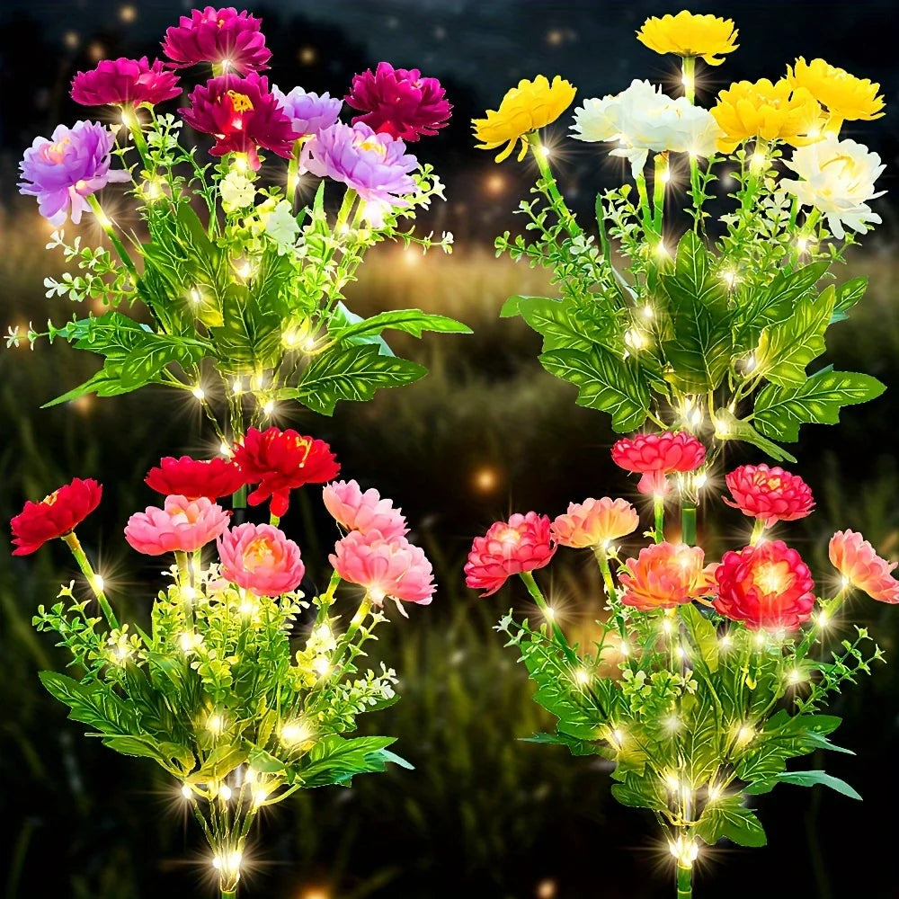 5pcs Solar Garden Lights | Simulated Snow Lotus That Emits Light, Outdoor Waterproof Flower Lights, Suitable For Decorating Lawns, Gardens, Paths, Courtyards | Warm And Romantic Holiday Gifts, Ideal For Father'S Day, 4Th Of J