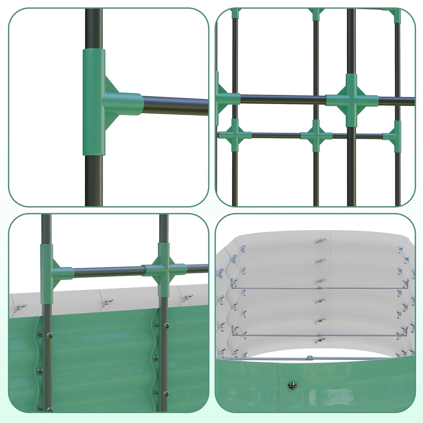 HiMISS Galvanized Raised Garden Bed With Arch Trellis Planter Box