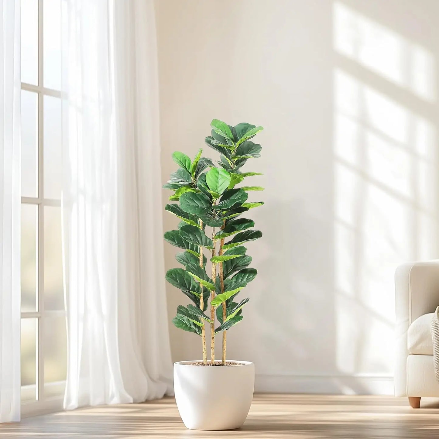 HiMISSCN Fiddle Leaf Fig Tree With Pot Artificial Indoor Plant