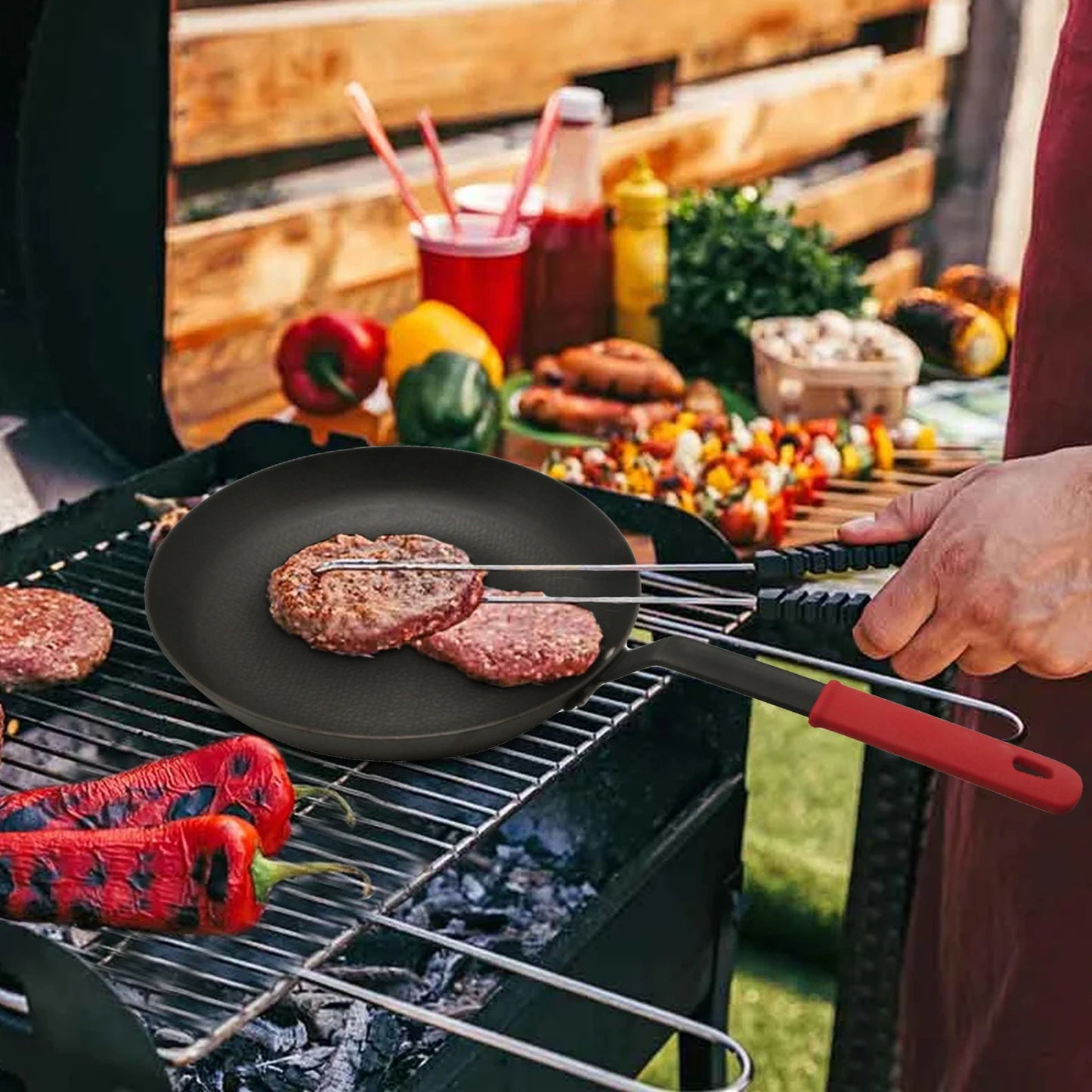 HANSMART Pre-Seasoned Cast Iron Skillet With Removable Silicone Handle