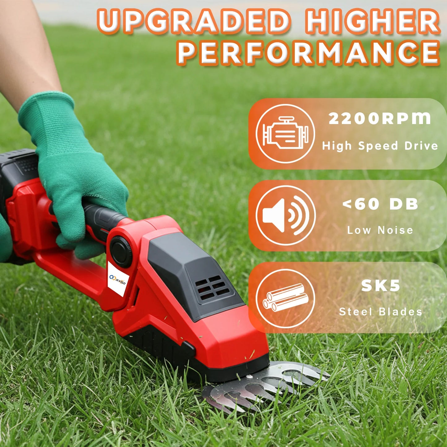 XYSD 2-In-1 Cordless Hedge Trimmer With Battery And Grass Shear