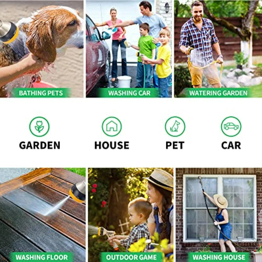 Garden Nozzle Sprayer, High Pressure Spray Nozzle, 100% Metal Water Hose Nozzle, 7 Patterns Watering Nozzle, Heavy Duty Sprayer