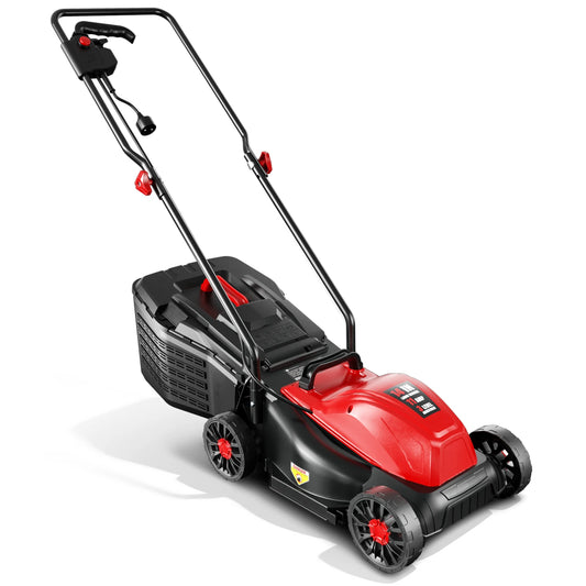 14-Inch Corded Electric Lawn Mower, 11 Amp 3650RPM 2IN1 Mulching & 25L Collection Bag, Push Mower with 3-Position Cutting Height, Lightweight Electric Mower for Residential Yards