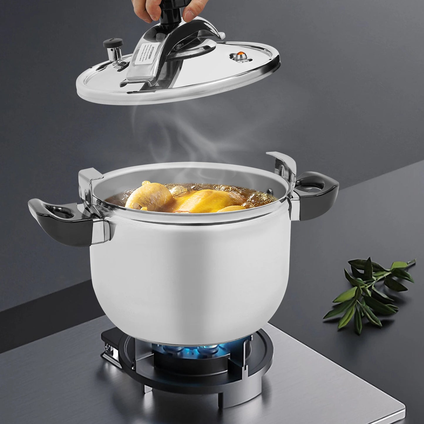 Bymaocar Stainless Steel Pressure Cooker 60KPa Large Capacity Pot