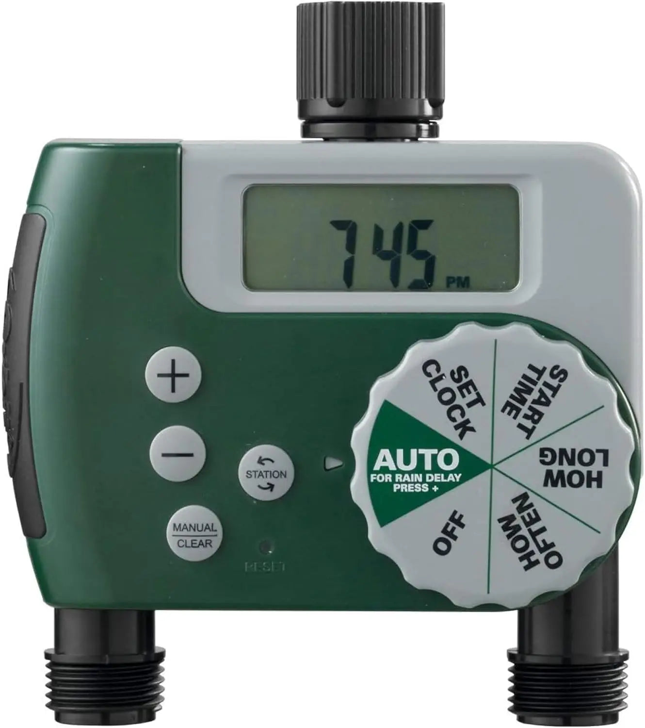 Dual Outlet Digital Water Timer With LCD Screen Rain Delay