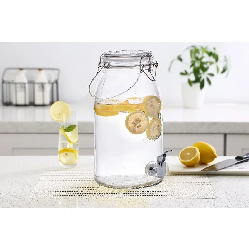 Clear Glass Mason Sun Tea Beverage Dispenser Jar