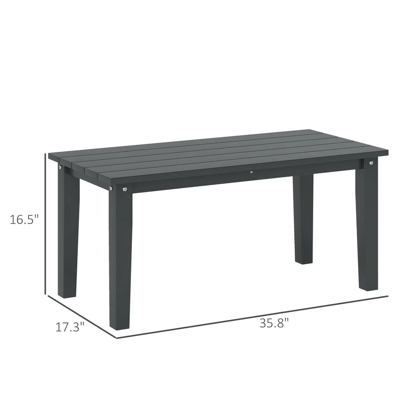 Hdpe Outdoor Coffee Table, Rectangle Slatted Patio Table, Black