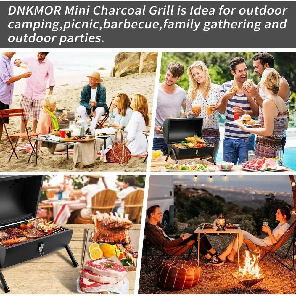 Portable Charcoal Tabletop Grill Compact Outdoor BBQ Smoker for Backyard Camping Picnic Beach Cooking