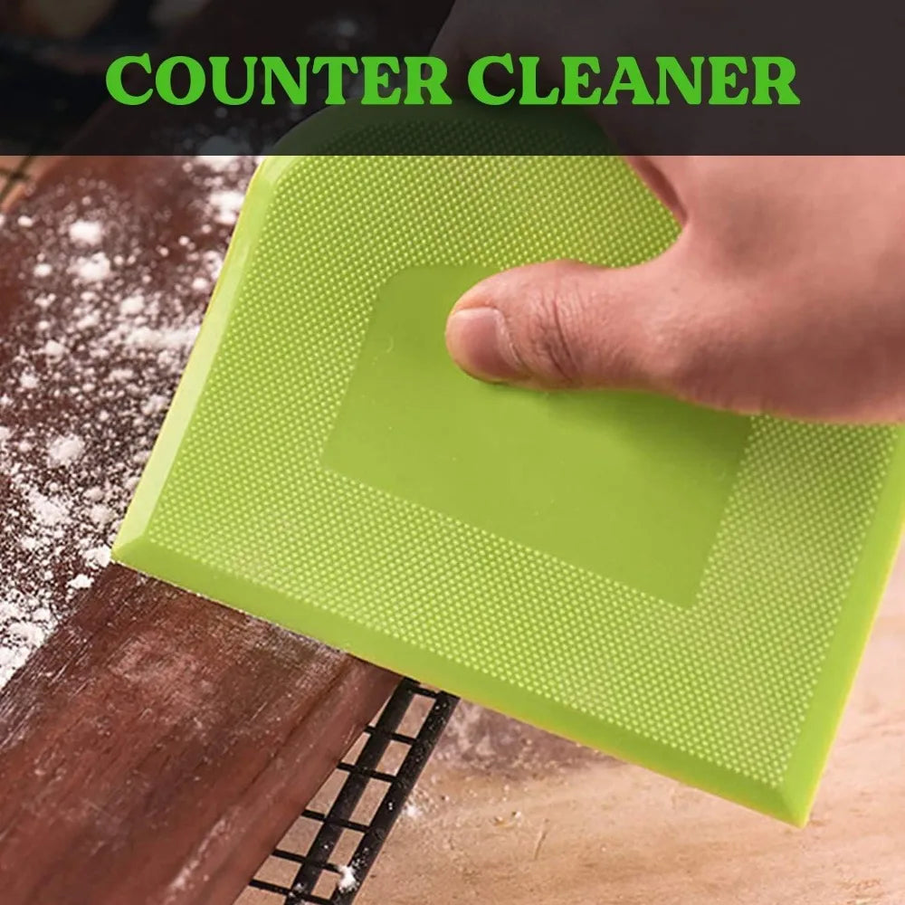 Flexible Plastic Dough Scraper Bench Scraper with Sharp Edges for Baking Cake Decorating Modeling and Sculpting Non Slip Kitchen Tool Set of 3 Green White Green
