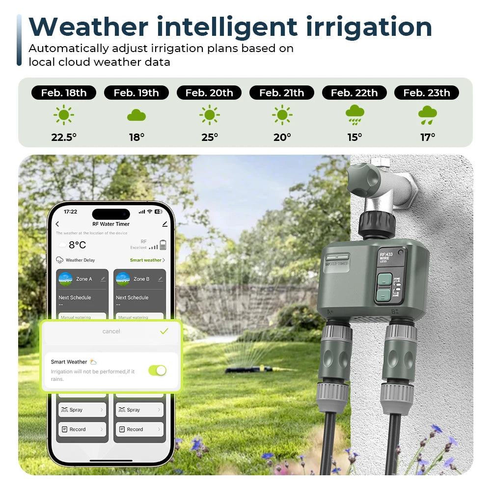 ESHICO Wireless Water Timer HCT-636 2-Zone Irrigation System