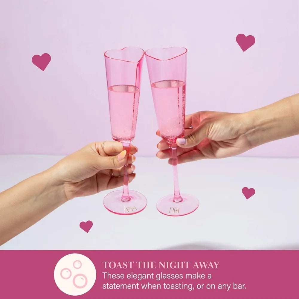 Heart Shaped Champagne Flute Gift Set Elegant Glassware