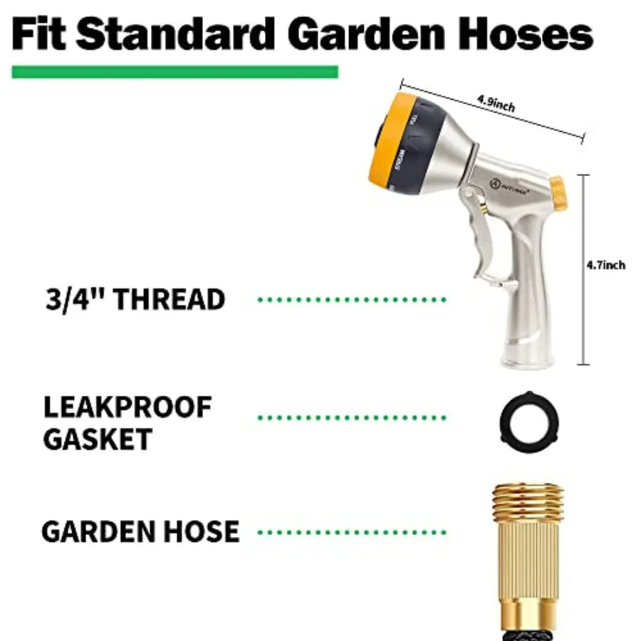 Garden Nozzle Sprayer, High Pressure Spray Nozzle, 100% Metal Water Hose Nozzle, 7 Patterns Watering Nozzle, Heavy Duty Sprayer