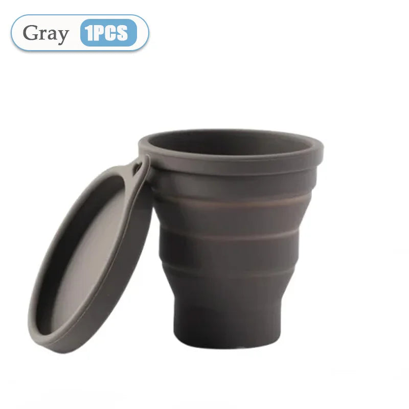 Silicone Folding Telescopic Cup With Lid For Tea And Coffee