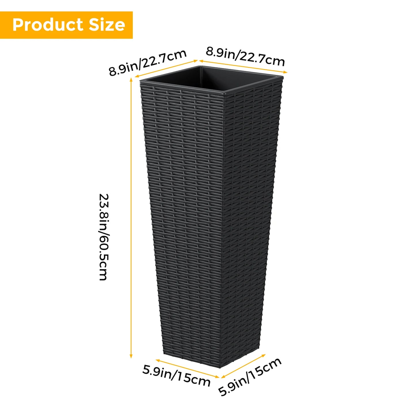 Two Piece Resin Plant Pots With Drainage Holes And Removable Inner Pots