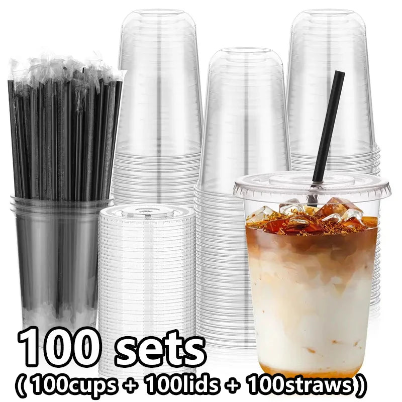 Disposable Coffee Cups With Lids And Straws Leakproof