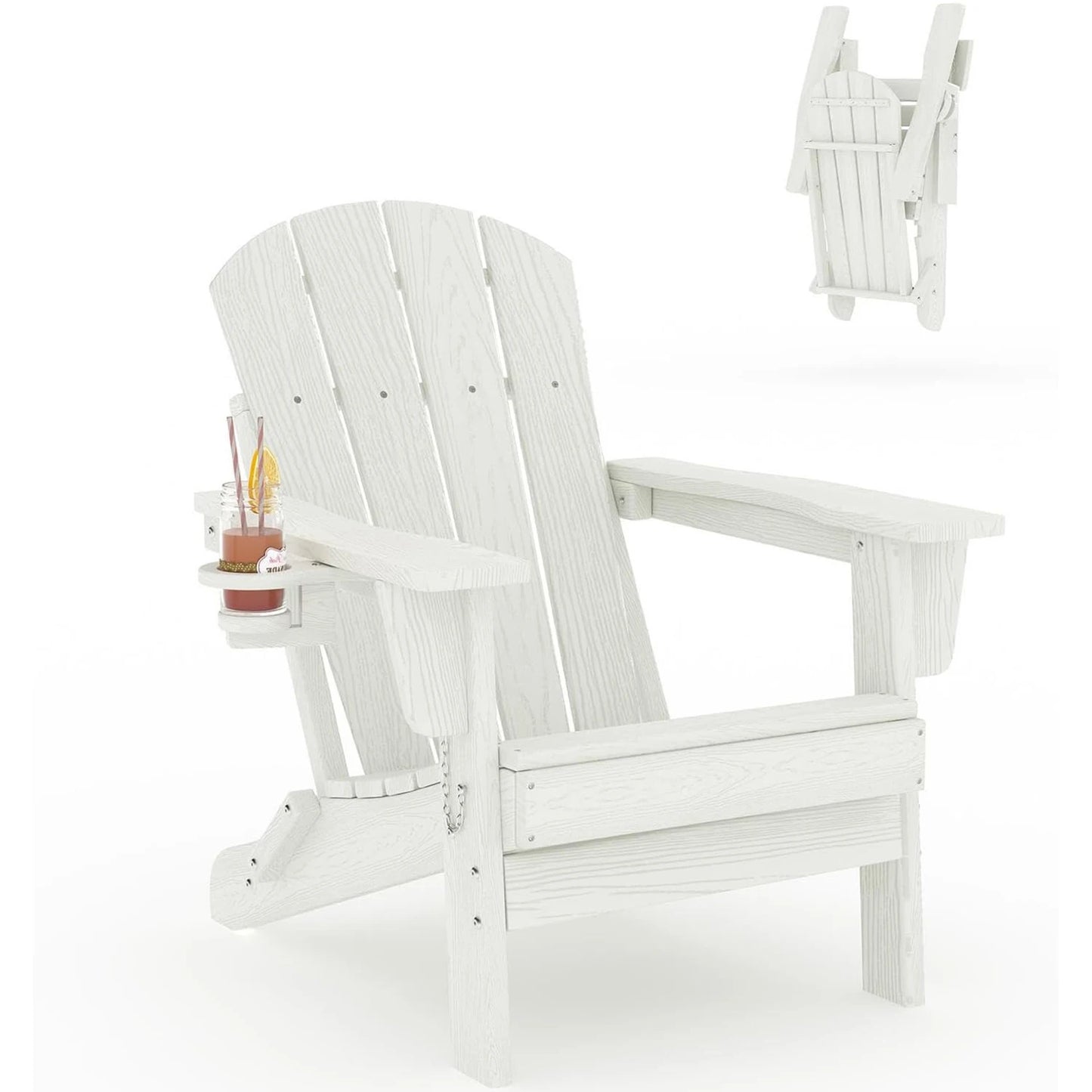 HiMISS Folding Adirondack Chair With Cup Holder HDPE