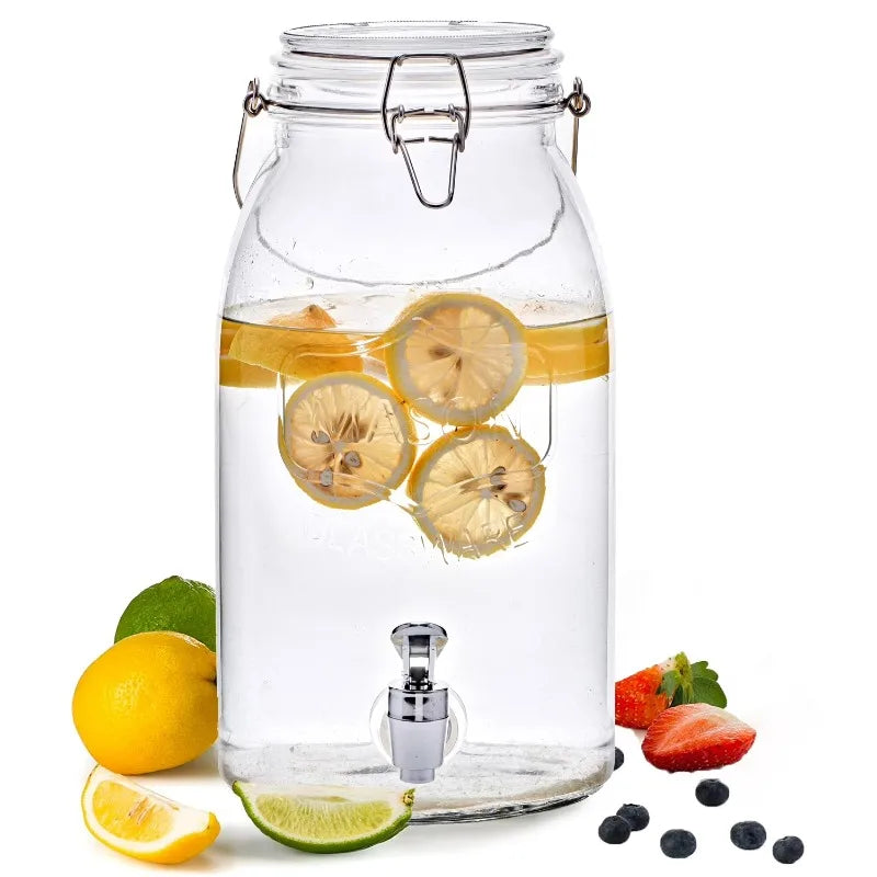 Clear Glass Mason Sun Tea Beverage Dispenser Jar