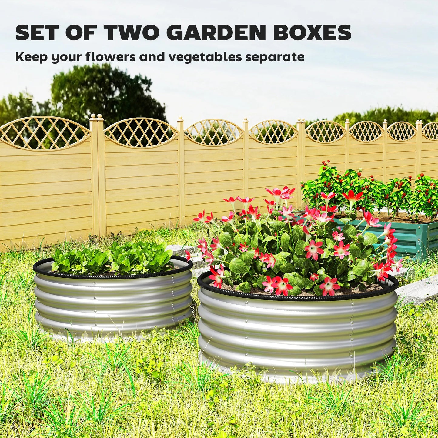 Galvanized Raised Garden Bed Set Of 2 Durable Steel