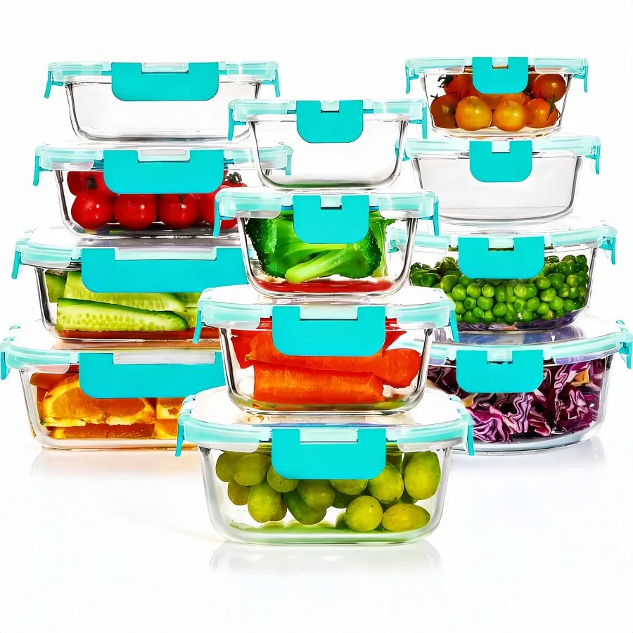 Glass Meal Prep Food Storage Containers Set Airtight BPA Free