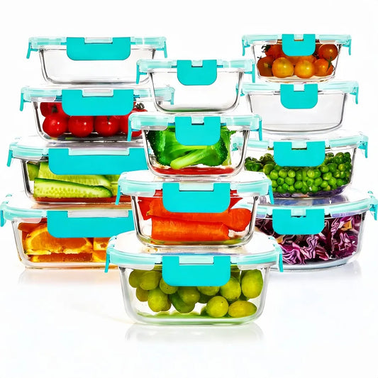 Glass Meal Prep Food Storage Containers Set Airtight BPA Free