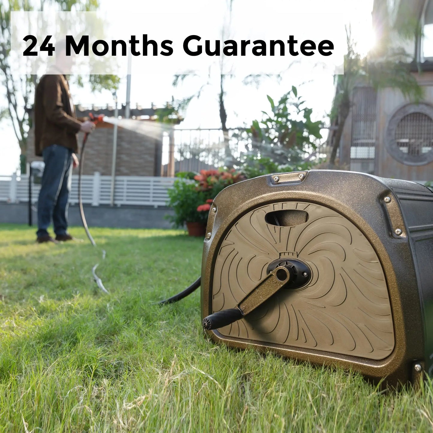 Giraffe Tools SW5 Metal Hose Reel Green Heavy Duty Garden Storage Hideaway with Crank Handle 150ft 5/8 Inch Hose Capacity
