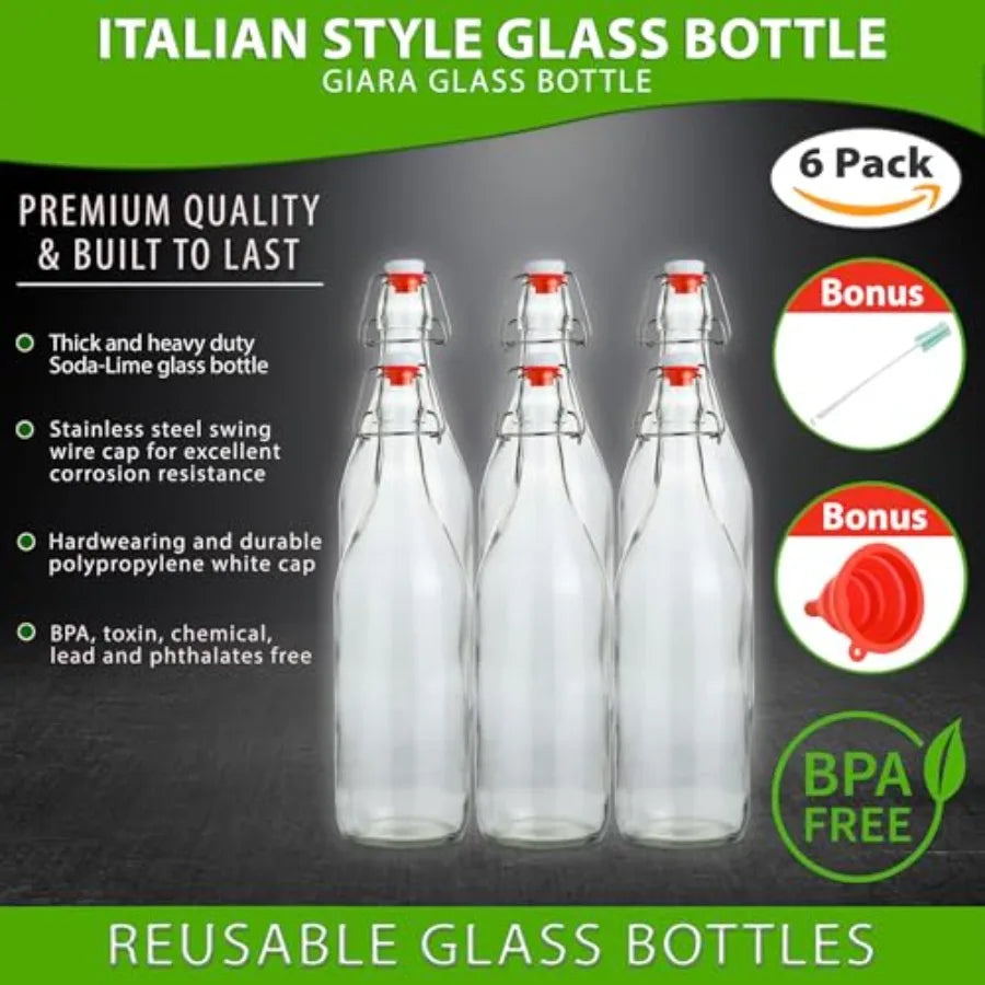 Swing Brewing Flip Top Glass Bottle With Stopper For Beverages