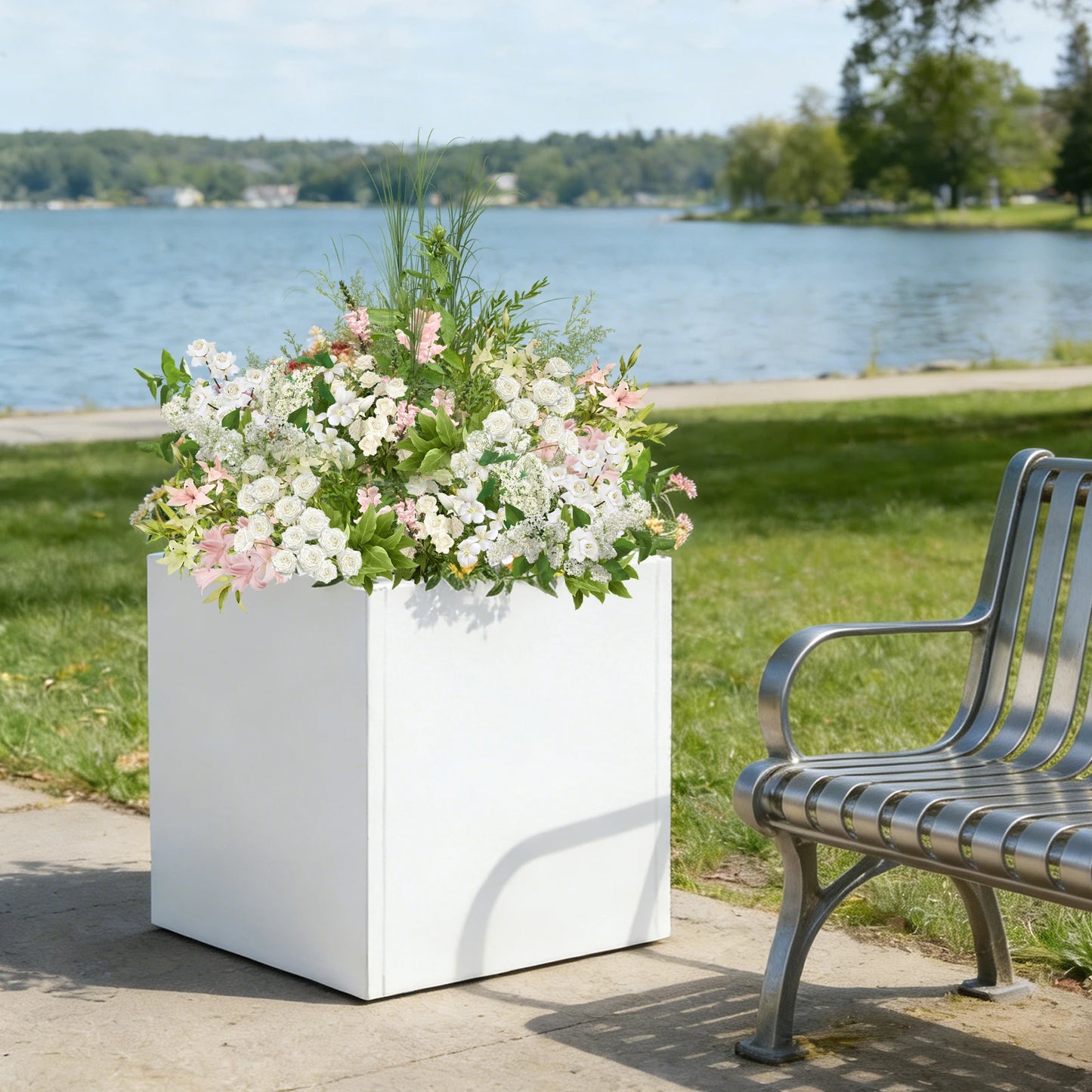 Bymaocar Garden Planter Box Steel Square Raised Bed Outdoor Decor