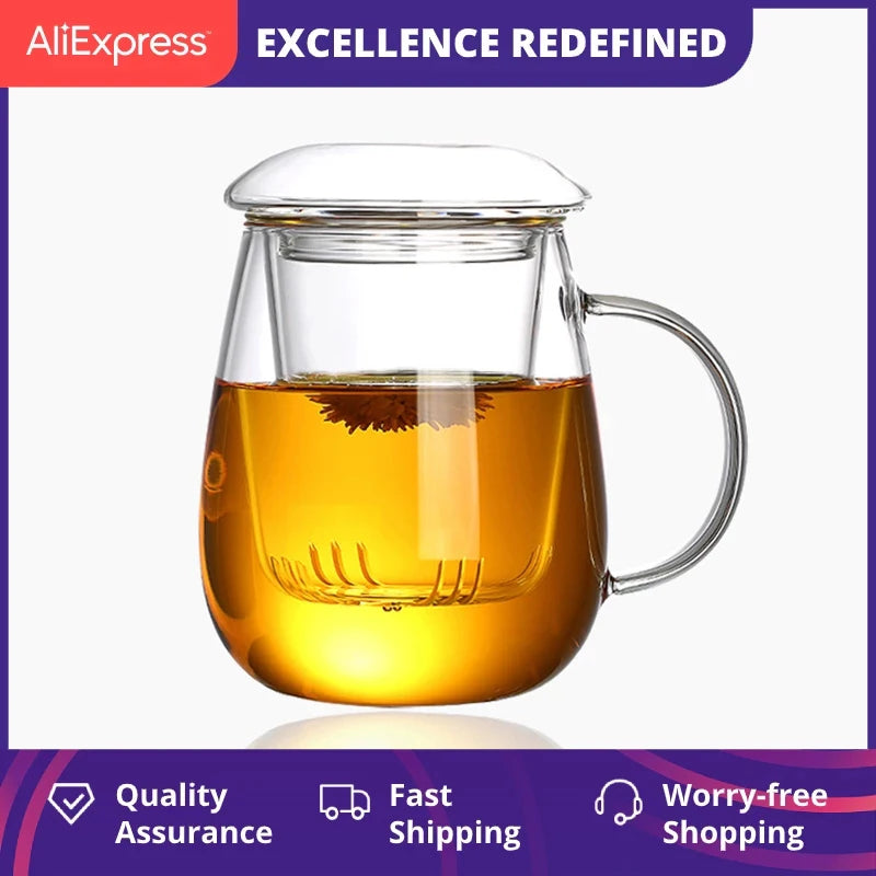 Crystal Glass Chinese Style Tea Mug With Lid And Filter