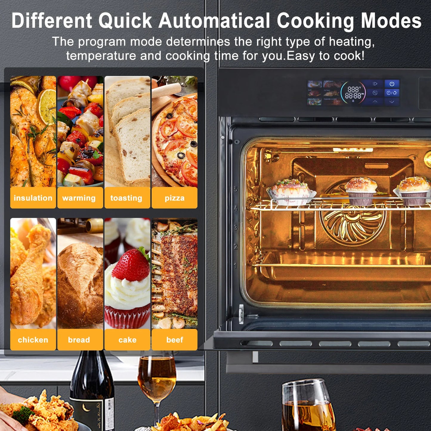 Acekool Built-In Single Wall Electric Oven With LED Screen