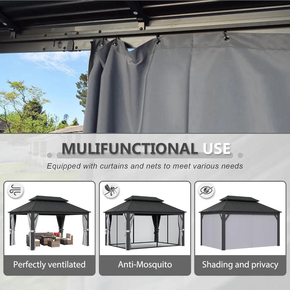 DUOFU Hardtop Gazebo Aluminum Frame Outdoor Patio Pavilion