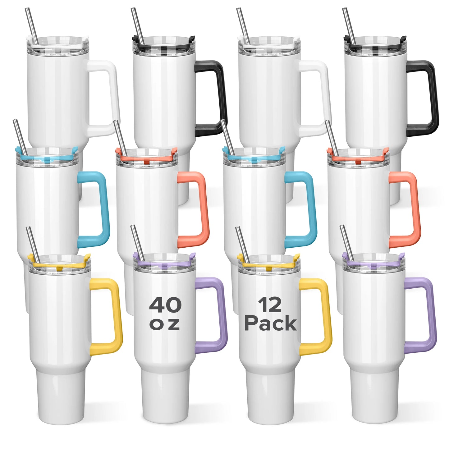 Fastsub Sublimation Tumblers With Removable Handle And Straw Lid