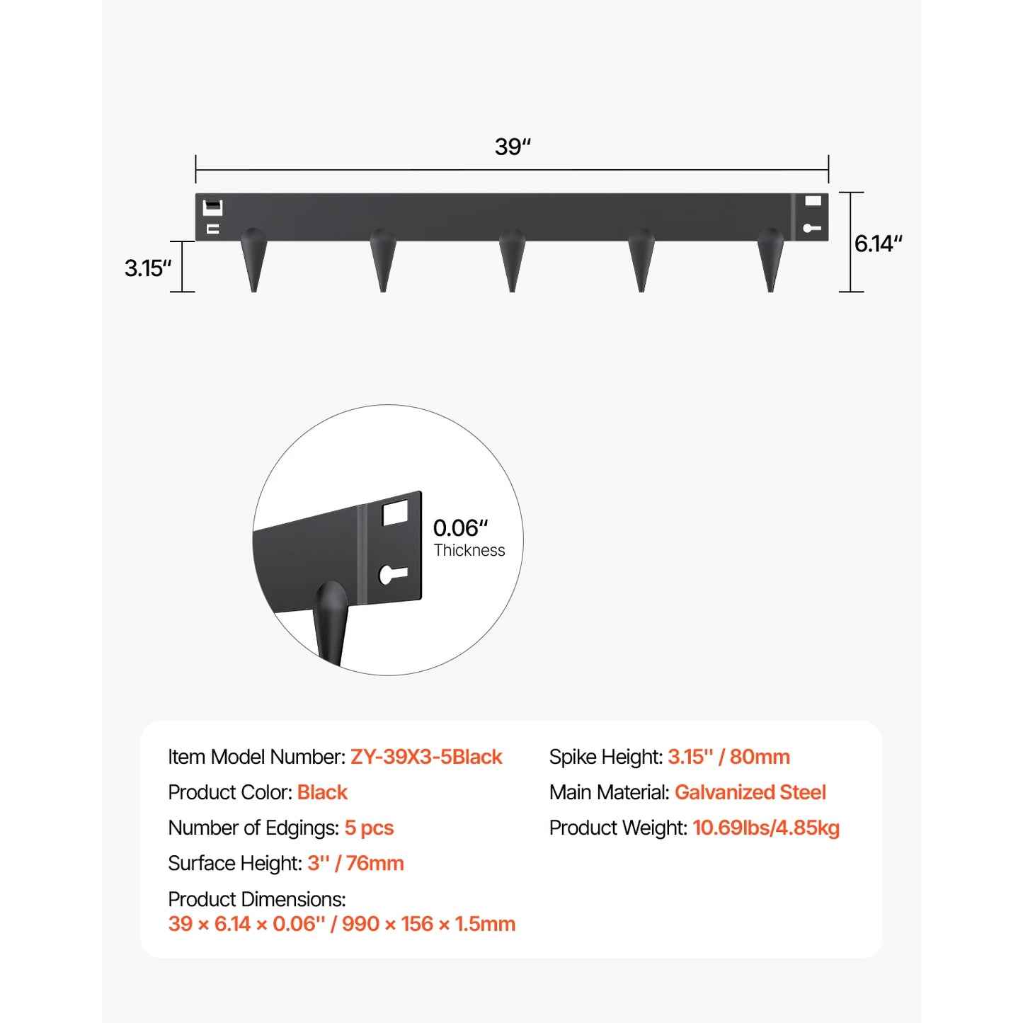 Steel Landscape Edging 5 Pack Rust Resistant Bendable Border
