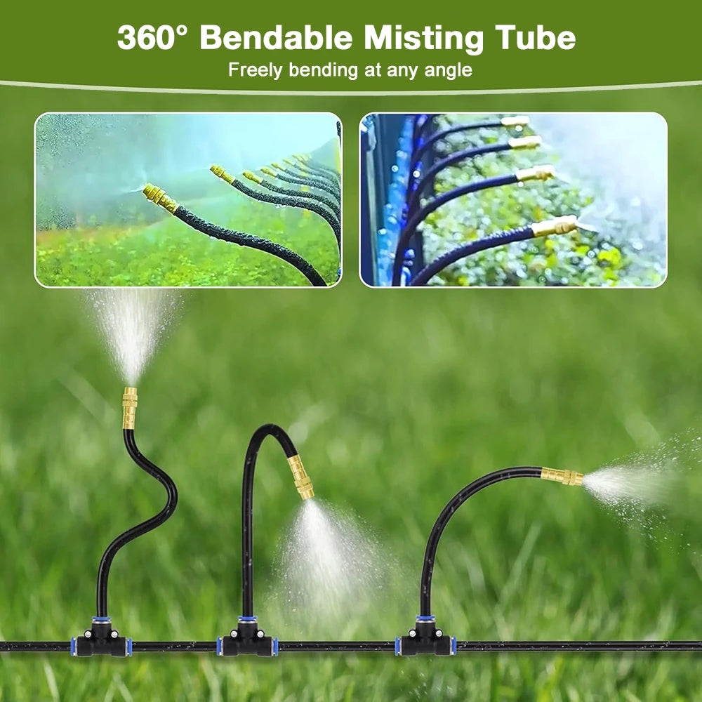 117X 30M Micro Drip Irrigation System Automatic Plant Watering Kit with Adjustable Drippers & Hose, Outdoor Garden Misting Tools