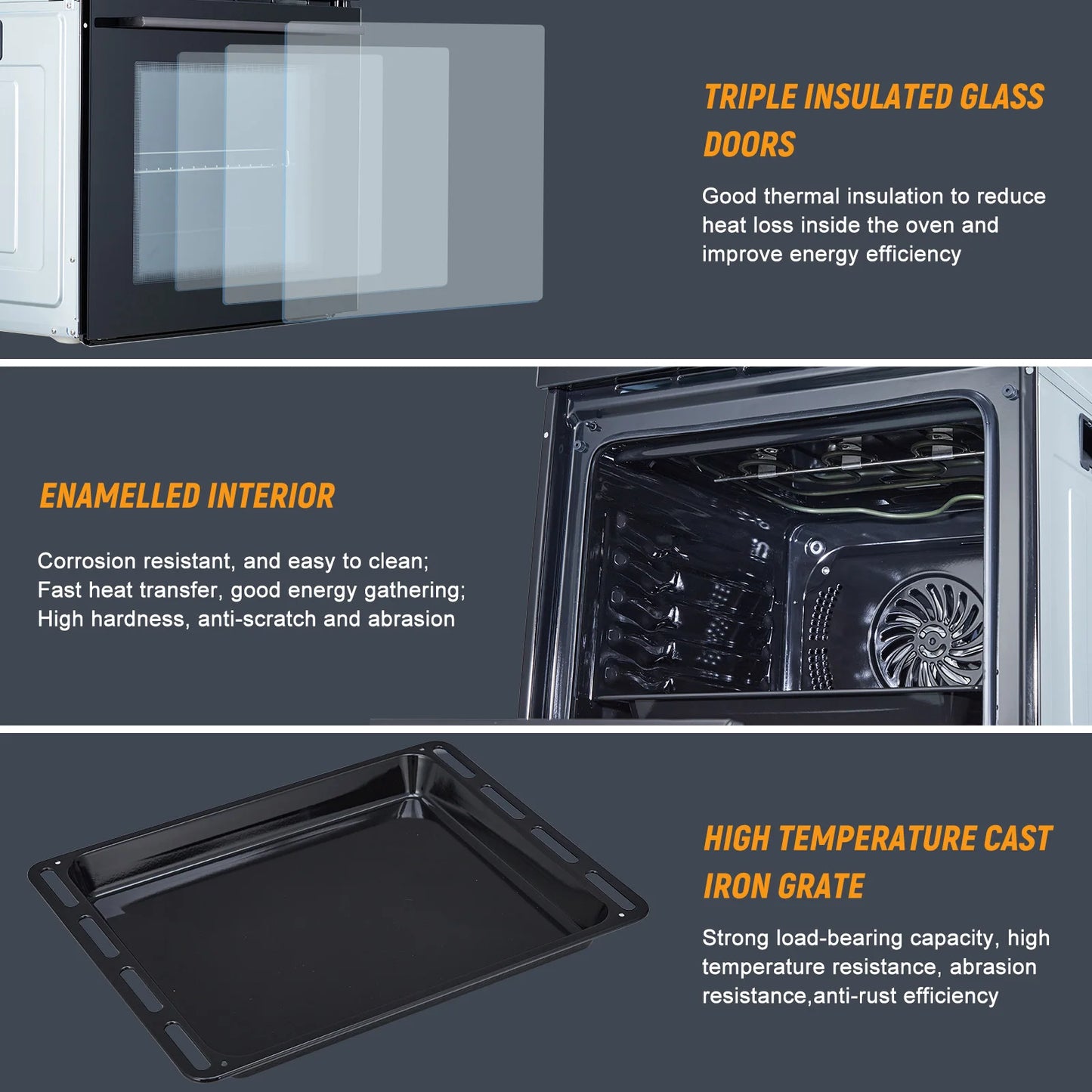 Acekool Built-In Single Wall Electric Oven With LED Screen