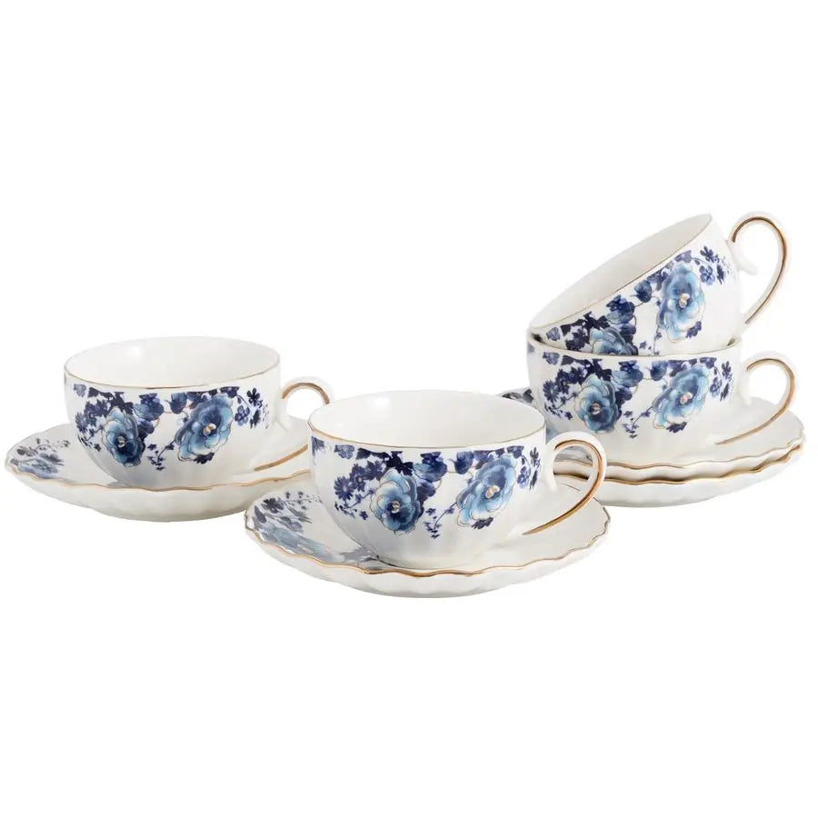 Floral Tea Cup and Saucer Set of Four