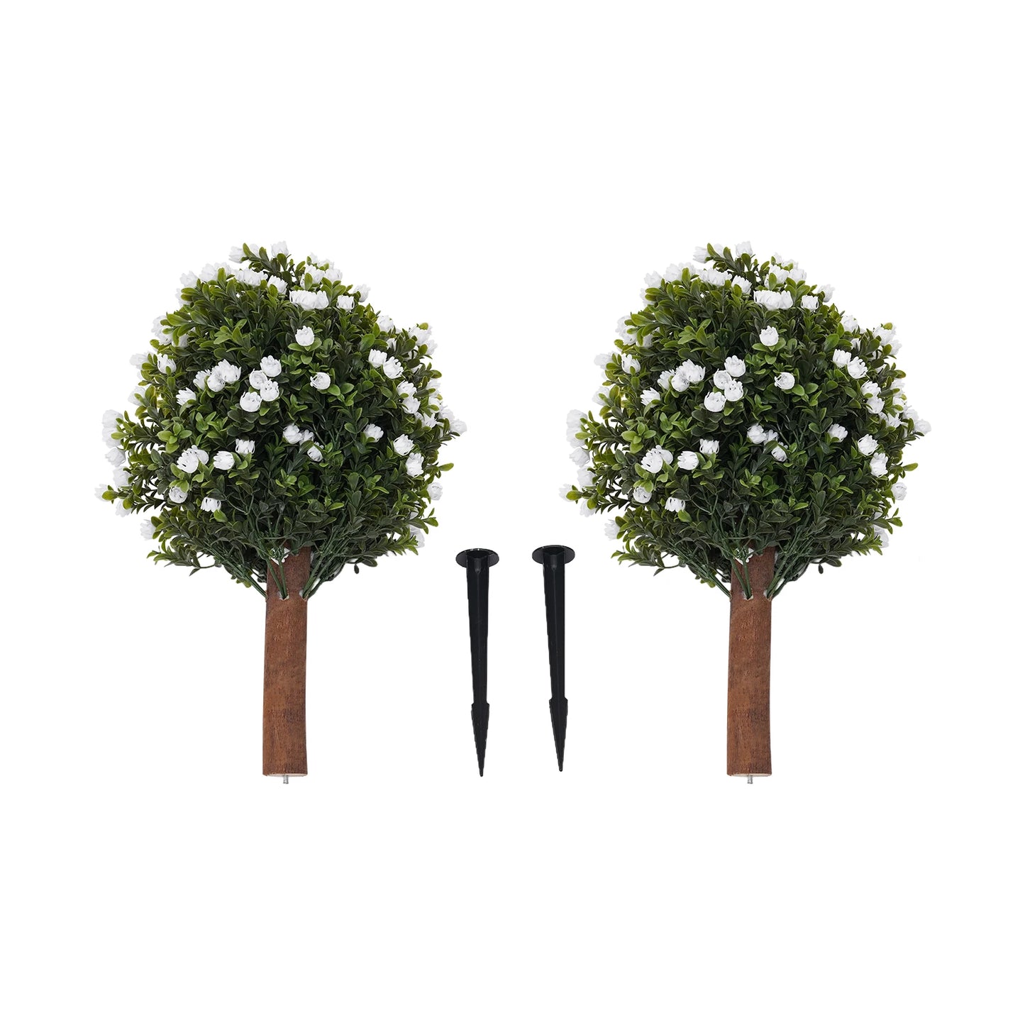 Outdoor Landscape Greenery, Artificial Ginkgo Biloba Tree, Wood Plastic 69cm 2pcs White Bloom Ground Spike Artificial Ginkgo Biloba Tree, Artificial Ginkgo Biloba Tree Courtyard Balcony Home Layout Accessory