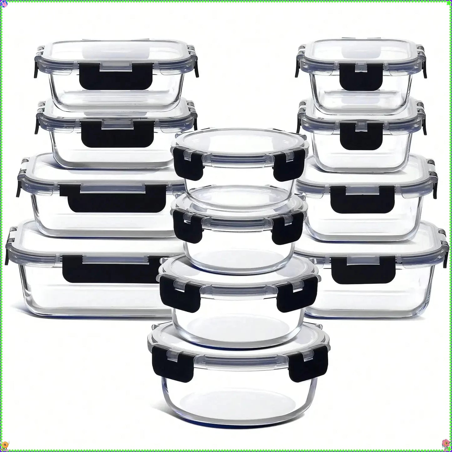Glass Food Storage Containers With Lids Airtight Leak-Proof