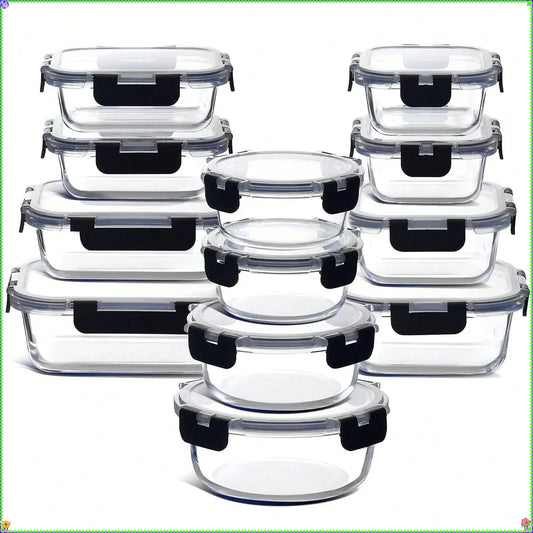 Glass Food Storage Containers With Lids Airtight Leak-Proof