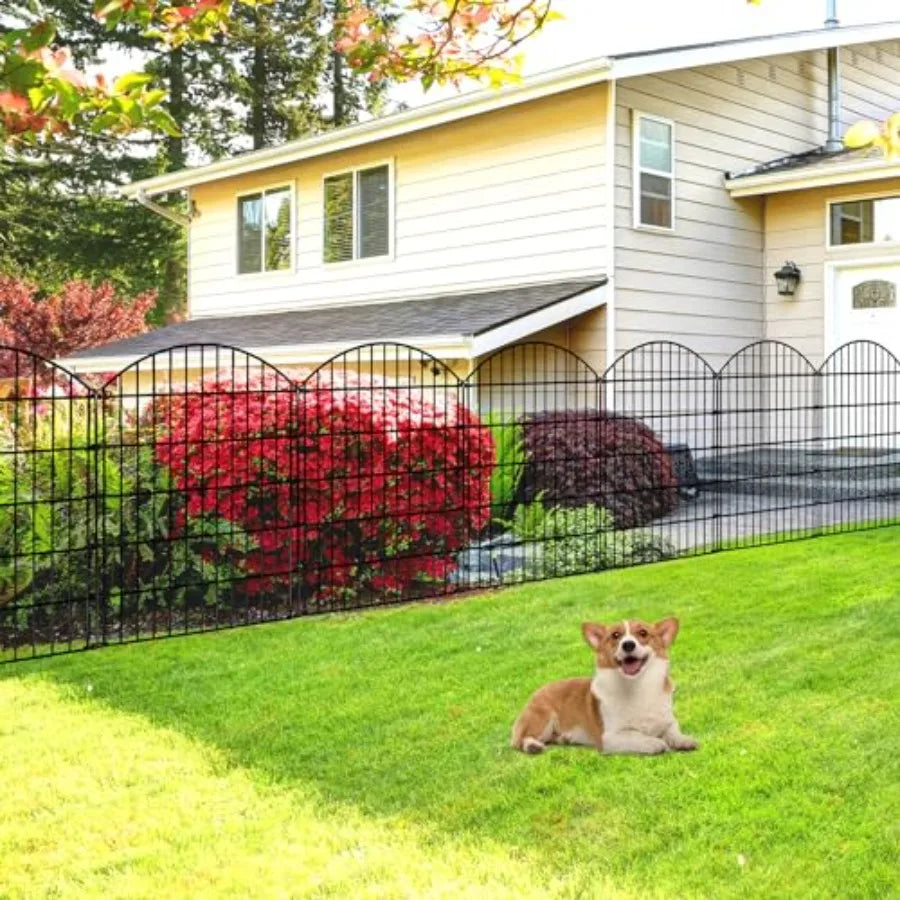 Metal Garden Fence 32 inch H x 28 inch W 10 Panels Total Length 23 ft No Need Dig Outdoor Rustproof Animal Barrier Fenc