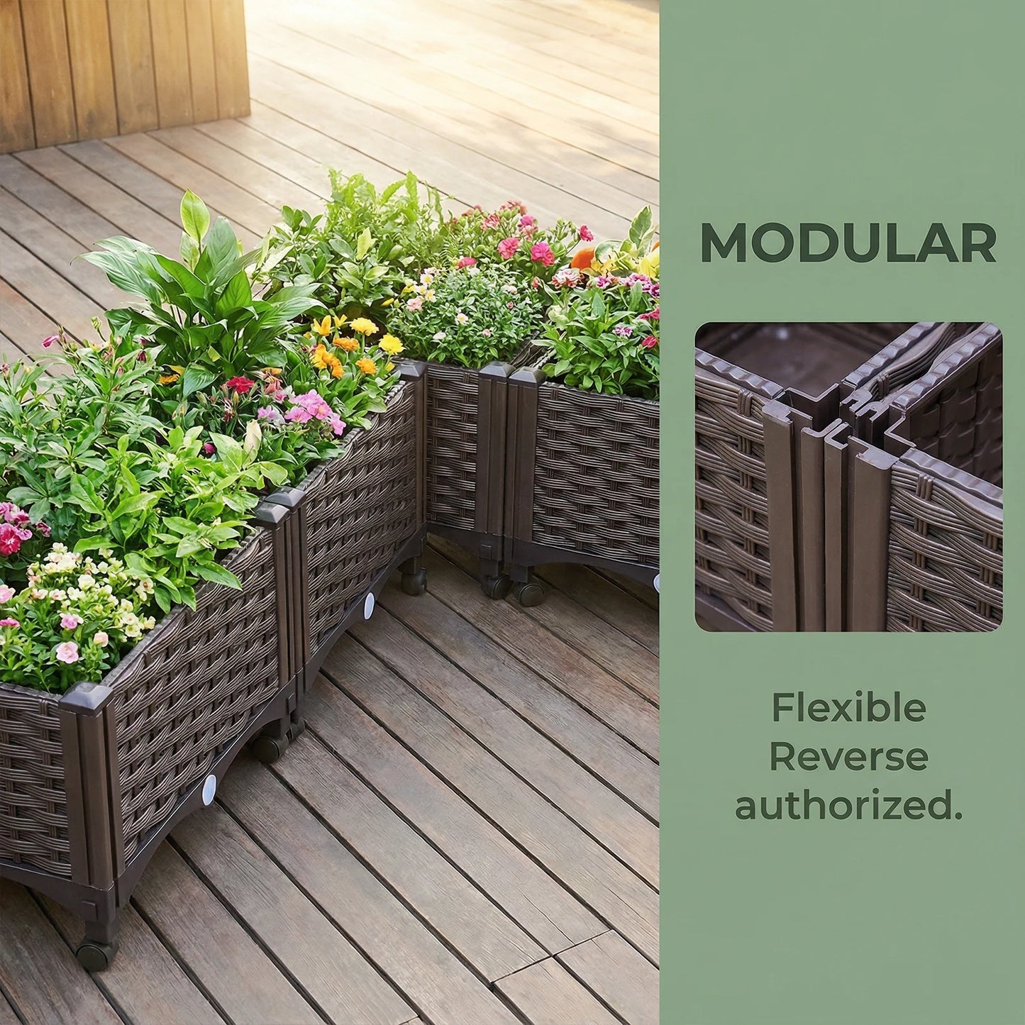 Elevated Garden Box With Drainage Plug For Outdoor Planter Beds