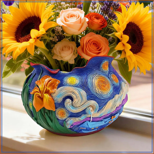 Van Gogh Starry Night Planter Resin Pot For Succulents