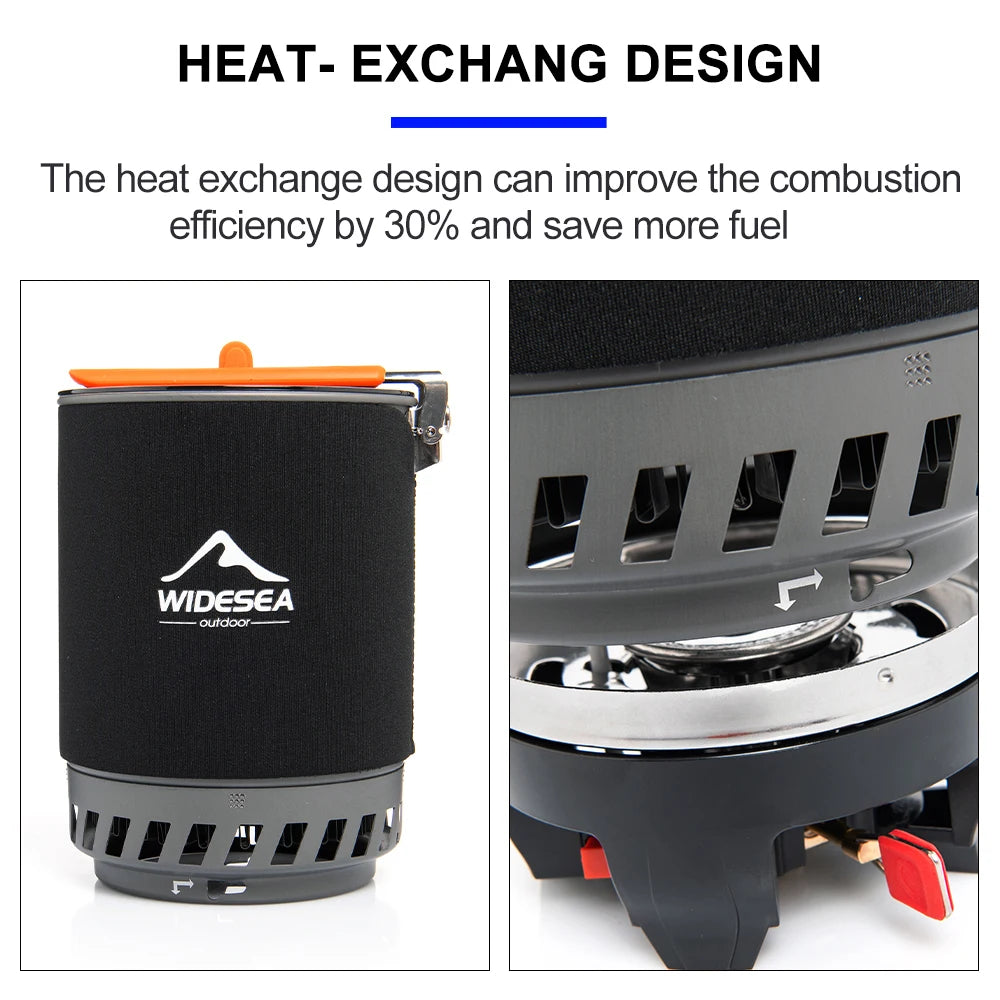 Widesea Camping Cooking System With Heat Exchanger Gas Burner