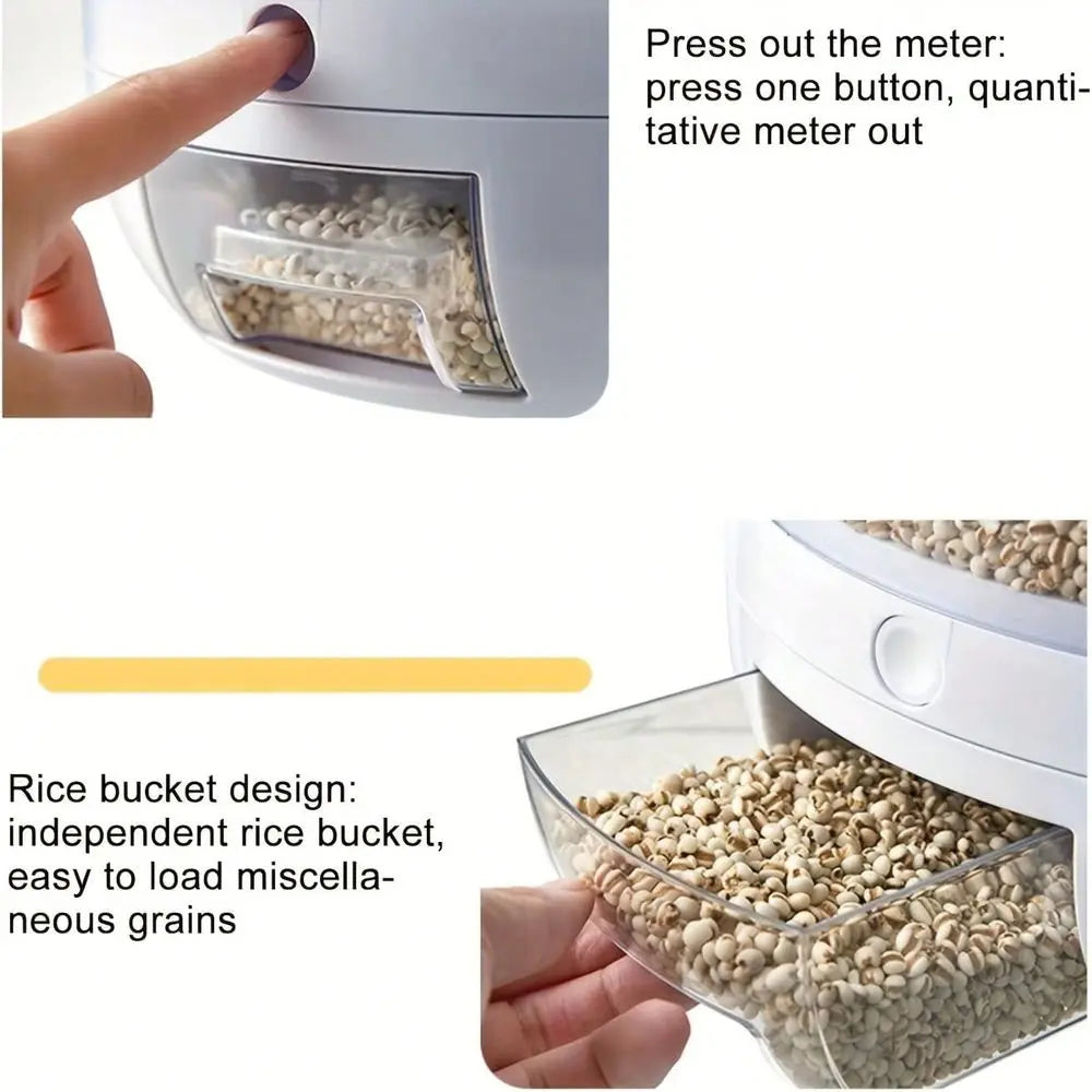 22 Lbs Multi-Functional Grain Dispenser, Reusable Round Food Storage Container With Flip Lid, 360 ° Rotating Grain Organ