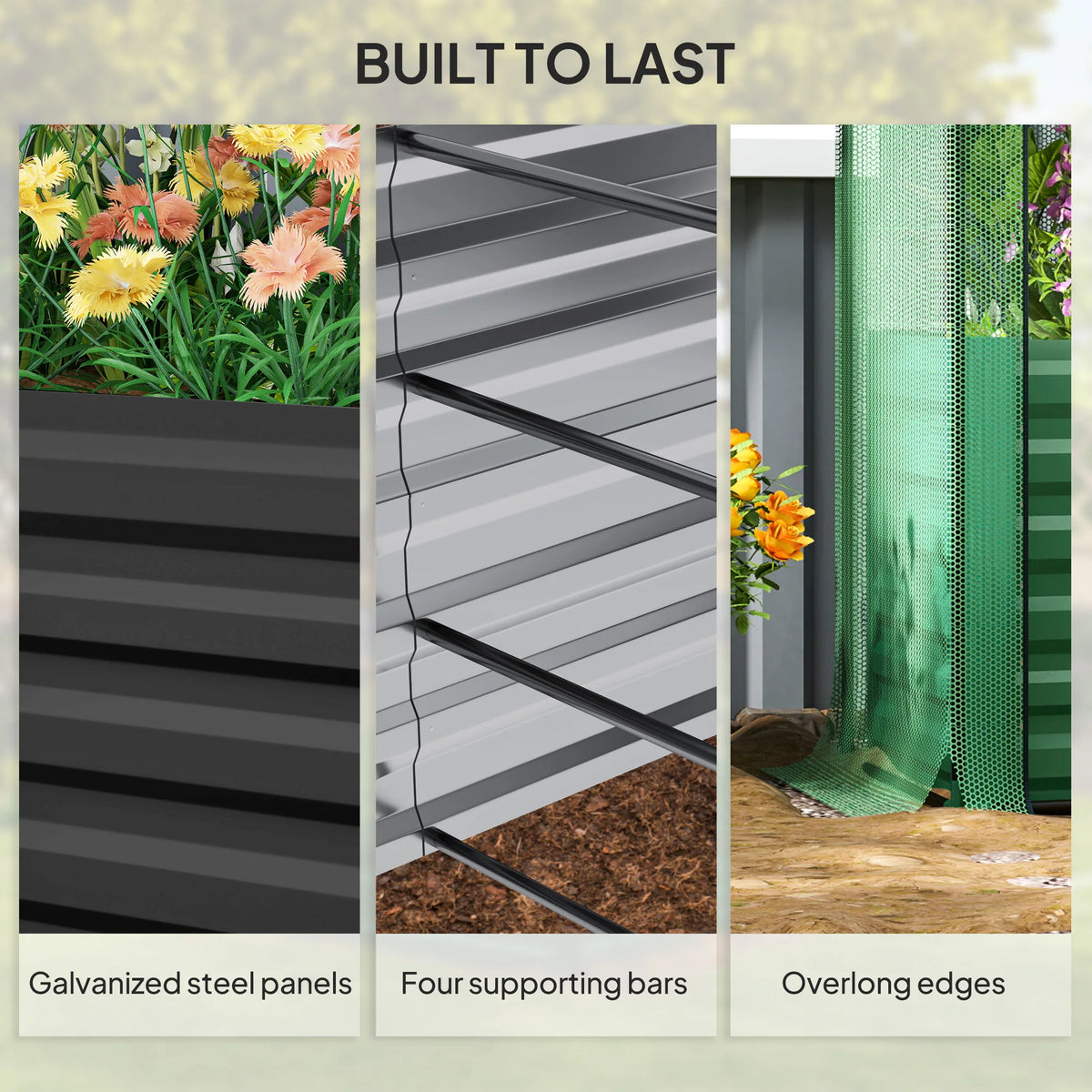 Galvanized Raised Garden Bed with Crop Cage & Shade Cloth, Gray