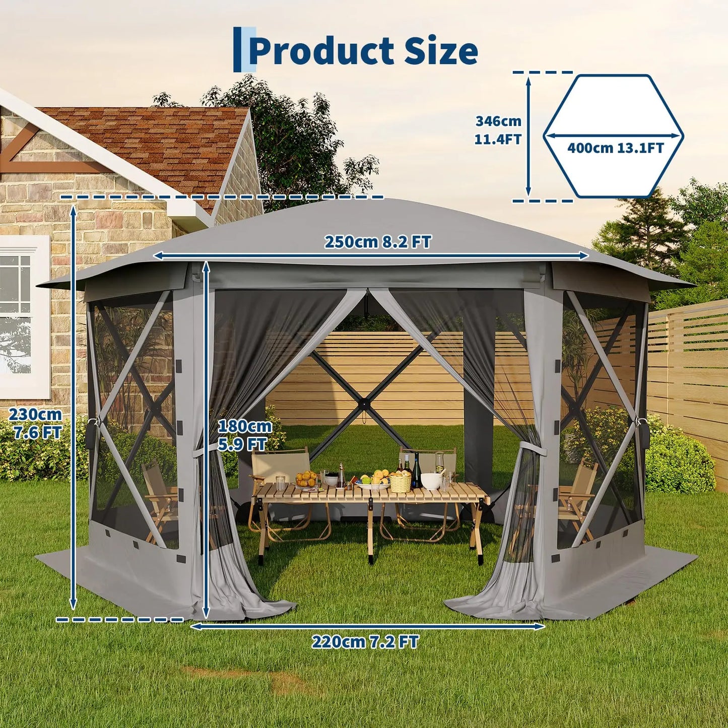 HiMISS Pop Up Gazebo With Removable Roof And Mosquito Netting
