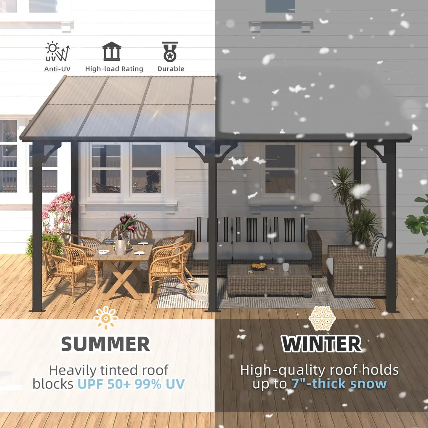 Heavy Duty Aluminum Gazebo Pergola With Hard Top Roof