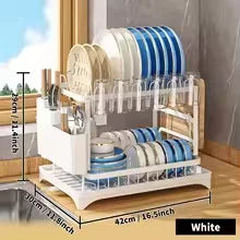 DIAMR 2 Tier Rotating Dish Drying Rack With Utensil Holder